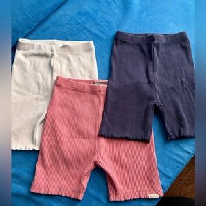 Girls Ribbed Bike Shorts - Pink, Navy & Cream - 2-3 T